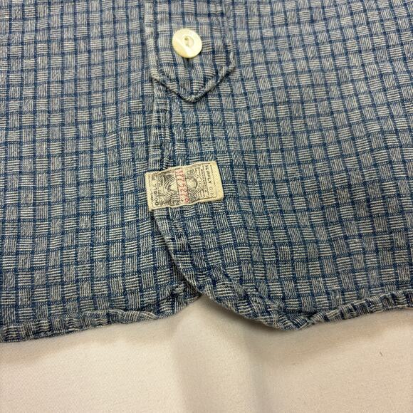 RRL Double RL Ralph Lauren Plaid Button Up Chin Strap Work Shirt Men's XS - Picture 9 of 13